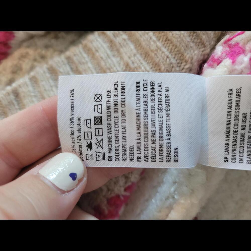 American Eagle Outfitters Beige, White & Pink Striped Crewneck Sweater - Picture 6 of 6